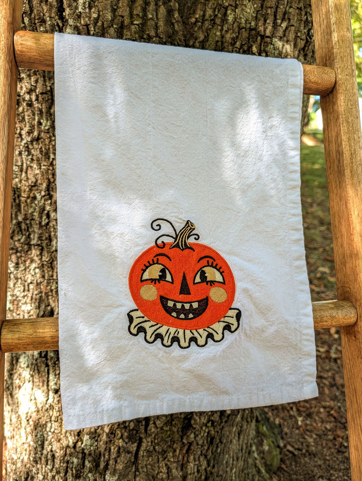 Vintage Pumpkin Face Tea Towel